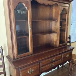 Vintage Wooden China Cabinet Hutch