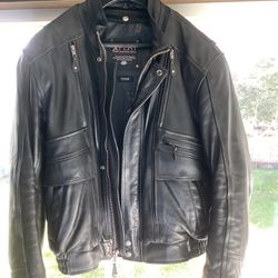Leather Motorcycle Jacket (L) with Internal Armor