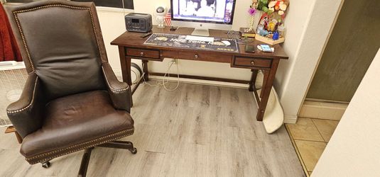Brown Leather Executive Office Chair & desk