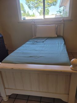White Wood Twin Bed Frame