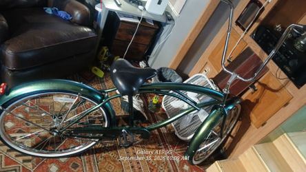 The huffy stretch cruiser freshly painted chameleon green