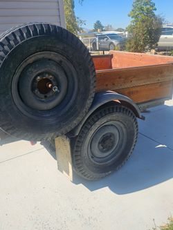 JEEP Utility Trailer with Wood Bed and Spare Tire