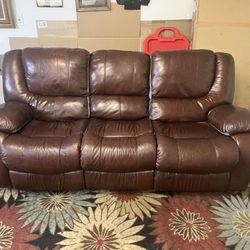 Brown Leather Recliner Couch