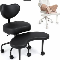 Meditation Chair Plus, Cross Legged Chair with Wheels, ADHD Chair, Criss Cross Desk Chair with Lumbar Support and Adjustable Stool, Flexible Design fo