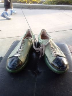 Vincie green leather shoes