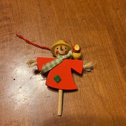 Vintage Wooden Scarecrow Christmas Ornament