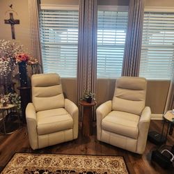  (Recliners)  $250 Each - Hercules Oyster Cream Manual Swivel Glider Recliner 