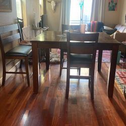 Nice Wood Table With 4 Chairs And 1 Bench 