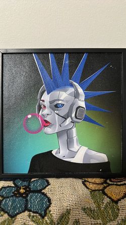 Framed Canvas Art Cyberpunk Robot Portrait