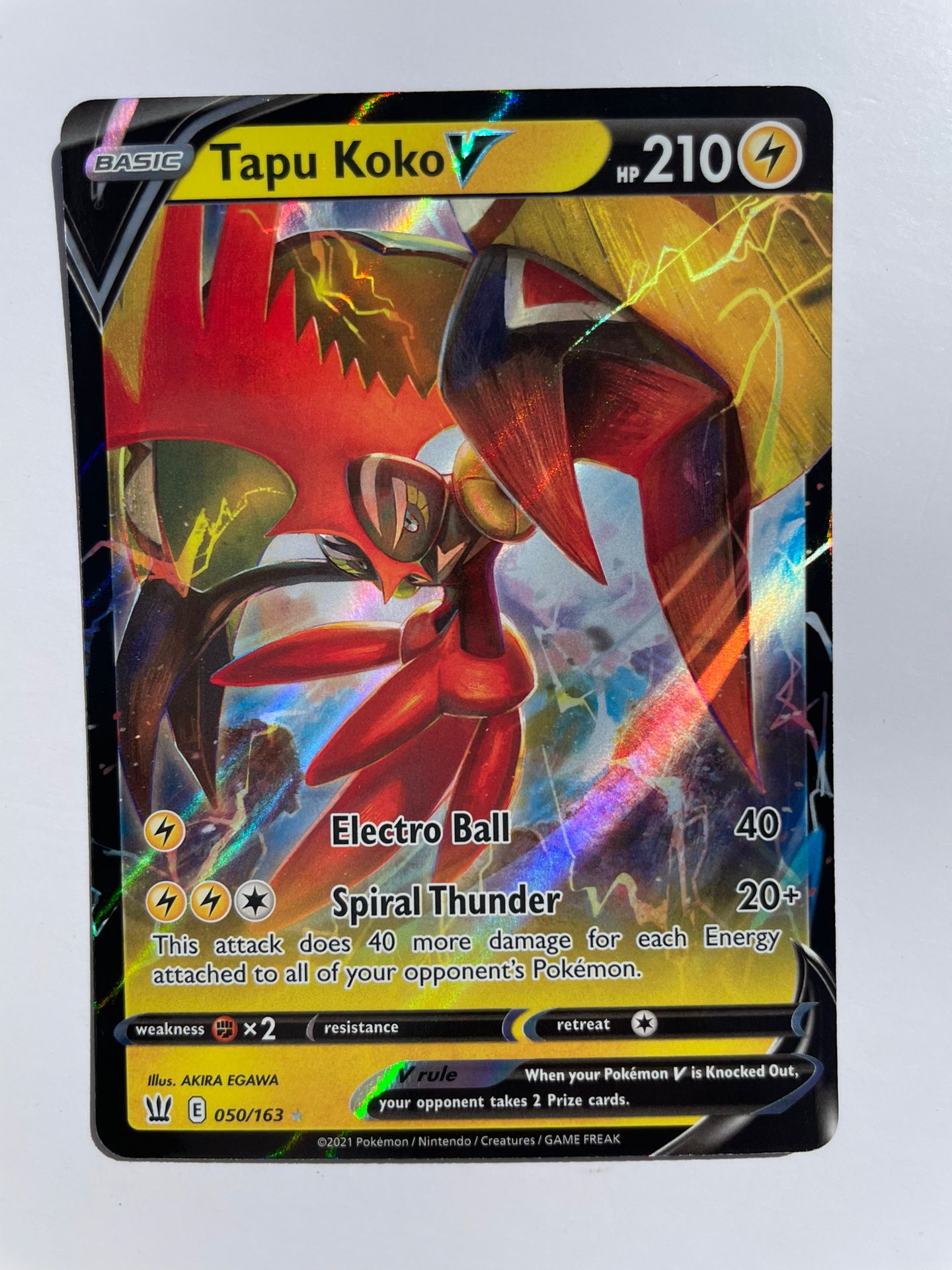 Pokemon TCG Battle Styles 050/163 Tapu Koko V Card –