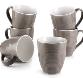 DOWAN Brown Coffee Mugs Set 17 Oz Coffee Mug Set of 6 with Easy Grip Handle