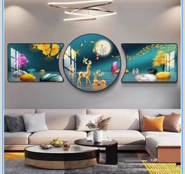 Wall Art For Living Room, 5D Diamond Painting, Living Room Triptych Wall Art, Decorative Painting Canvas Framed Ready To Hang(Black/N,90x90 cm