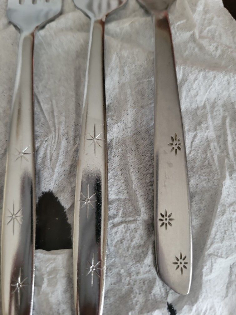 Vintage Mid-Century Starburst Atomic Star Stainless Steel Silverware