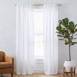 West Elm White Flax Linen Curtain Panels (1 Pair)