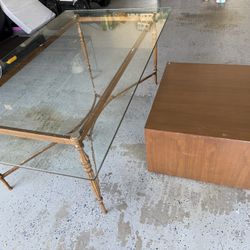Dinning Glass Metal Table And  Wood Coffee Table