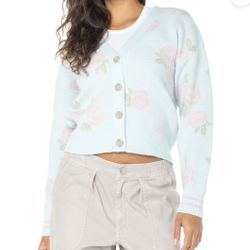 NWT: Celebrity Pink Pastel Light Blue Floral Cardigan