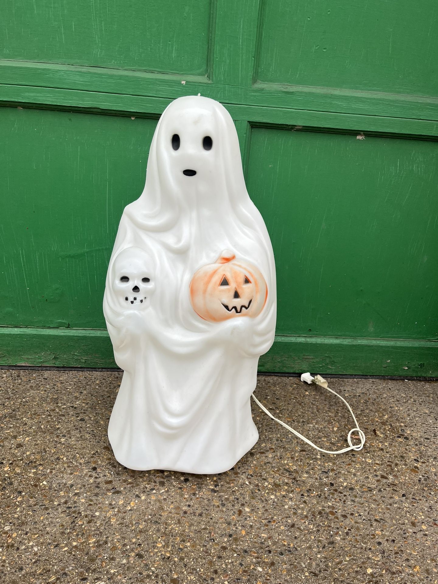 Vintage Empire Halloween Blow Mold Ghost Holding Skull