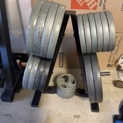 1” Weight Plates + Rack + 1” Barbel Or Take Your Pick! 