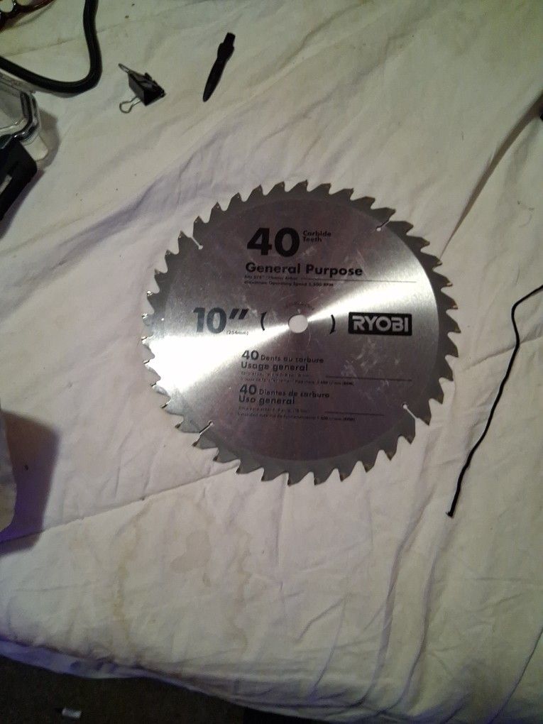 10" All Purpose 40 Carbide All Purpose Ryobi Saw Blade