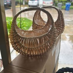 2 Small Wicker Flower Baskets 