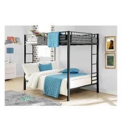 Full Over Full Metal Bunk Bed Black (Disassembled)