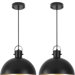 Set of 2 Black Pendant Lights 11.8 Inch 