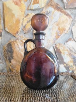 Vintage Brown Bottle Old Fitzgerald Man O' War Horse Glass Whiskey Decanter