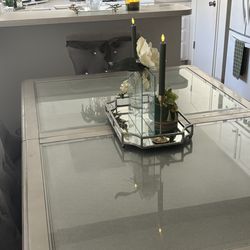 Silver Glass 6 piece Dining Room Set