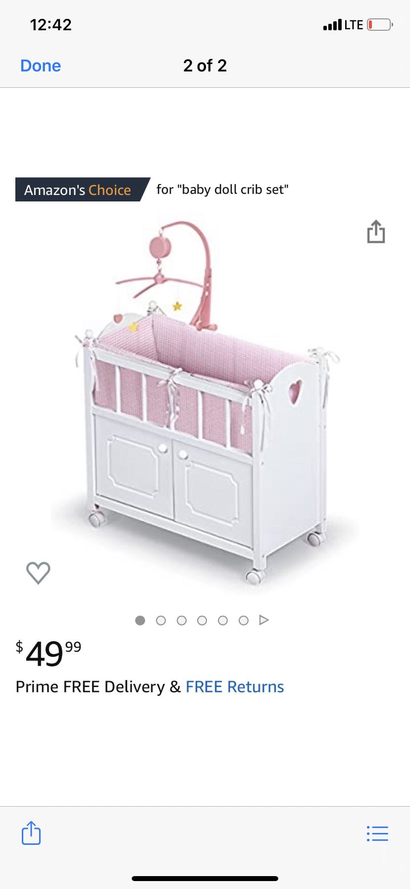 Baby doll crib set