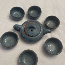 Vintage Pottery Sake/tea Sets Six Cups 