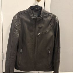 Andrew Marc Leather Jacket (M) (dark brown)