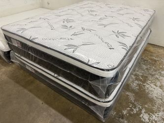 12” Queen Bamboo Orthopedic Pillow Top Mattress And Boxspring!