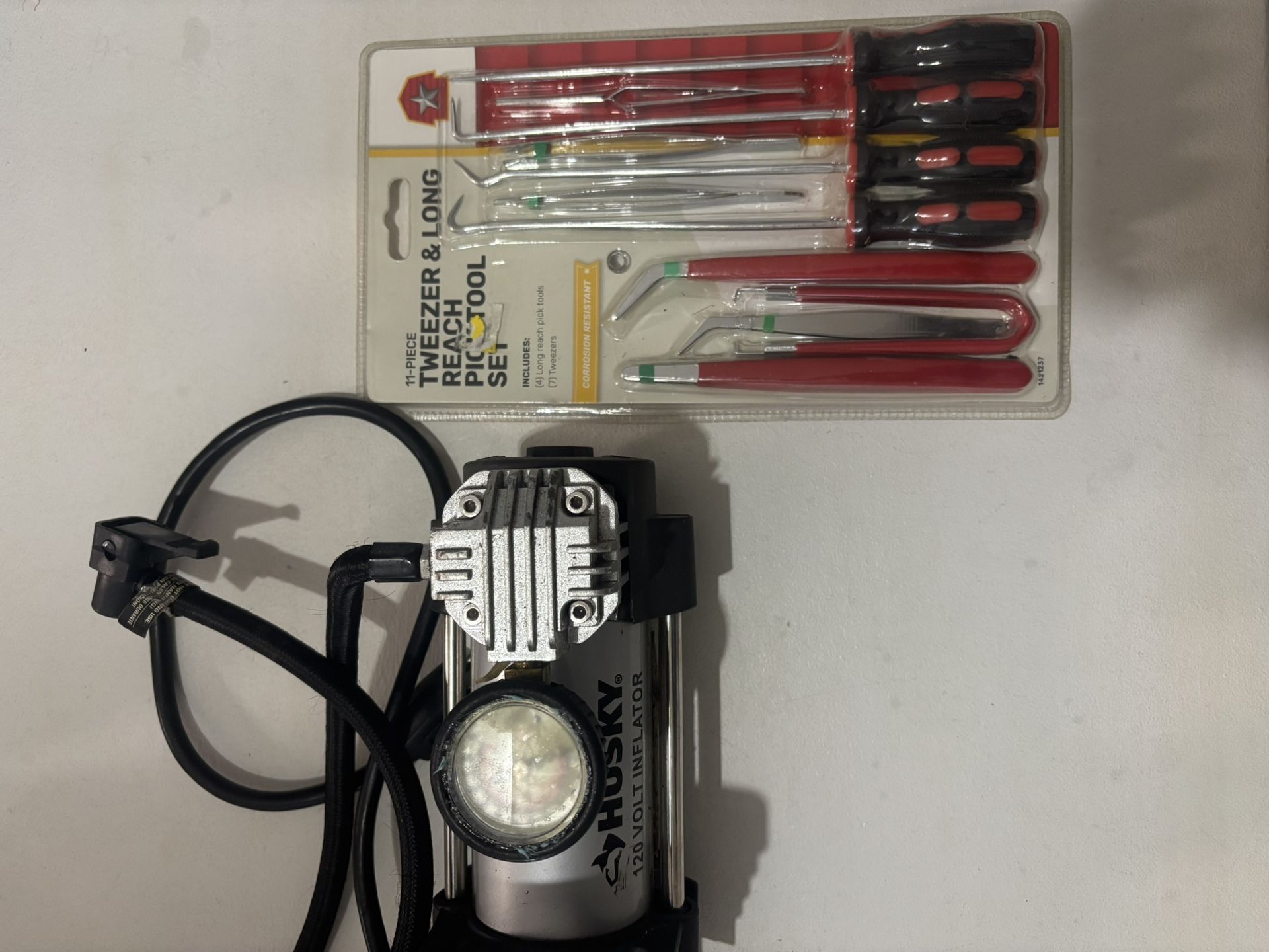 Husky 120V Tire Inflator + Bonus Pick Tool Set