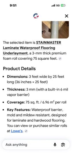 New Stainmaster Laminate Waterproof Flooring Underlayment Roll