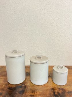Hearth & Home Ceramic Stoneware Organizational Canister - Set of 3