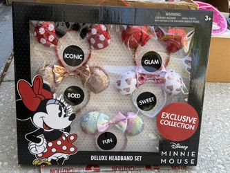 5 Pc New- Disney Deluxe Headband Set- Mickey Minnie Mouse Ears