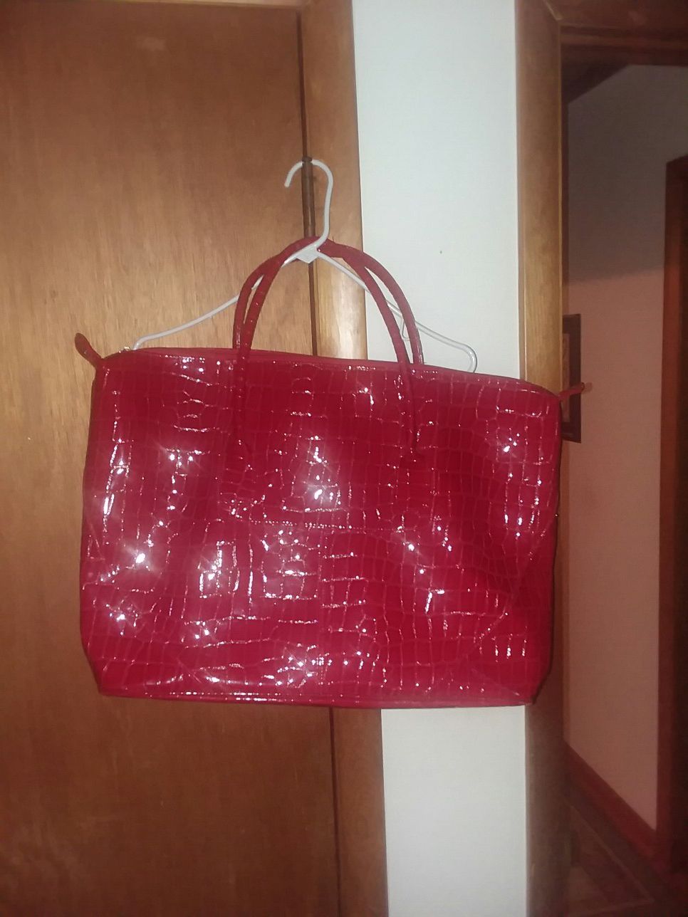 Large red tote bag