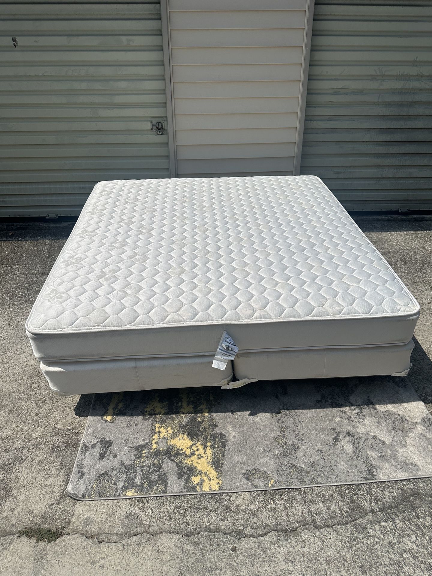 King Bed With Foam Topper And Medal Frame (Delivery Available!) Like New!