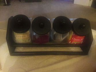 5 pc wood glass canister set