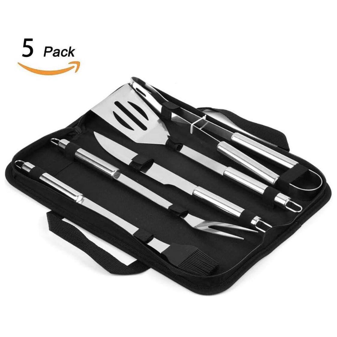 172. Sixbagin BBQ Grill Tool Set,5 Pieces Stainless Steel Barbecue Grilling Accessories,Outdoor Camping Grill Kit for Men Dad as Gift- Spatula, Tongs