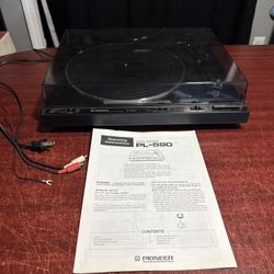 PIONEER PL-590 FULL-AUTOMATIC STEREO TURNTABLE - Vintage With Paperwork