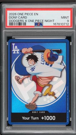 One piece Dodgers Don card PSA 9