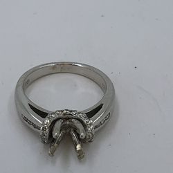 14k White Gold Diamond Semi Mount Ring Size 5 1/4