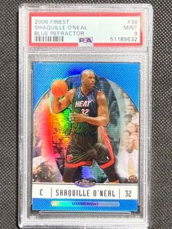 2006 Topps Finest #36 Shaquille O'Neal Blue Refractor Heat /299 SP PSA 9 MINT