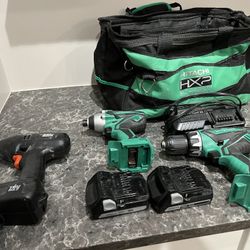 Hitachi Set With Bag And Black And Decker Drill