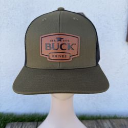 Buck Knives Leather Patch Logo Trucker Hat 