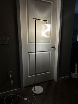 Modern Brass Floor Lamp with Wavy White Shade