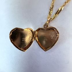 14K Gold Heart Locket Pendant 