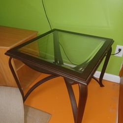 2 End Tables With Glass Insert 