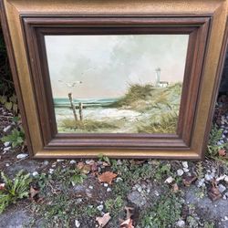 T. Engel Original Oil Painting of Lighthouse